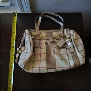 Coach Plaid Handbag - Beige